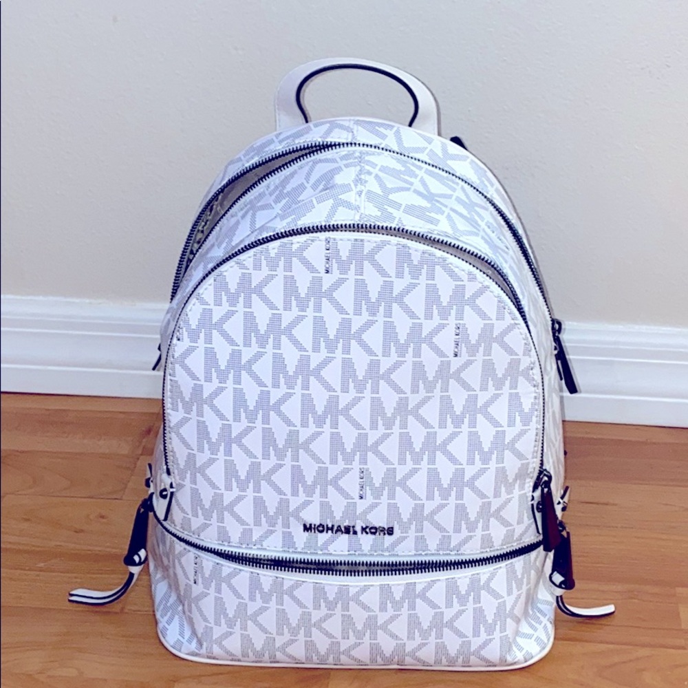 Michael Kors white and black backpack